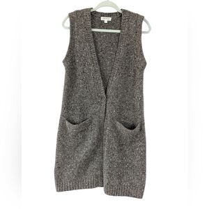 Orvis Brown Longline Sweater Vest Knit Silk Merino Wool Womens XS 90s Minimalist